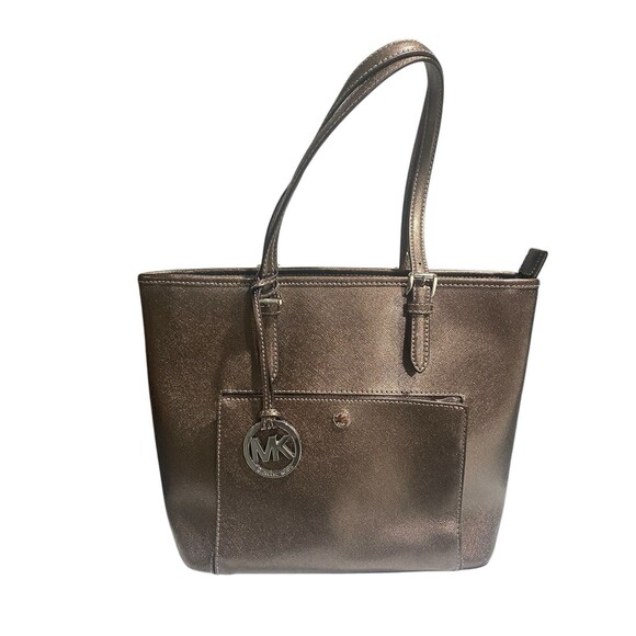 Michael Kors Jet Set Tote Medium Brown Leather Shoulder Bag - Picture 1 of 15